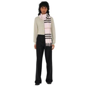 Burberry Checked Cashmere Scarf/ Wrap Pale Candy Pink Quiet Luxury Size 67"x27"